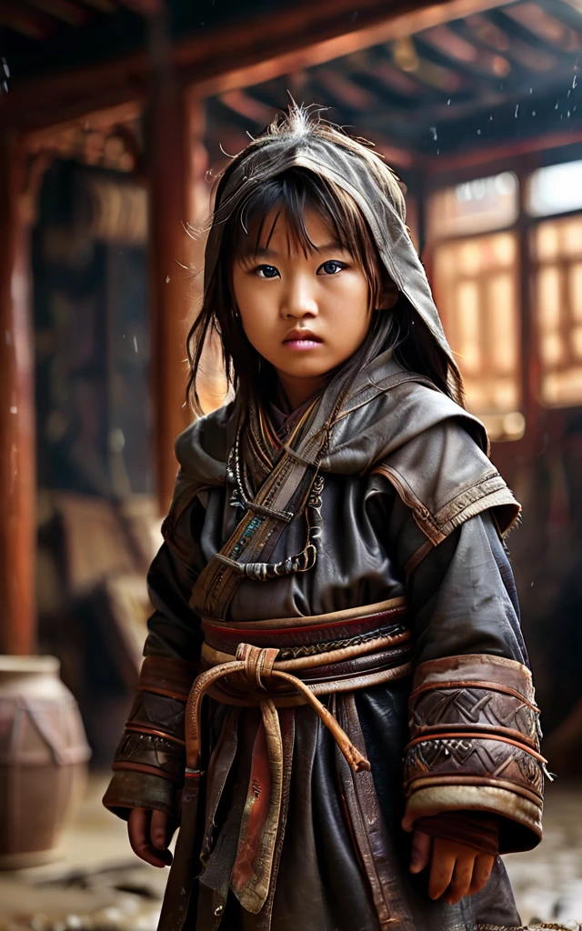  Genghis Khan , facing harsh weather and difficult living conditions in the steppes, background cinematic, hyper realistic, ultra detailed hyper realistic, photorealistic, Studio Lighting, reflections, dynamic pose, Cinematic, Color Grading, Photography, Shot on 50mm lens, Ultra-Wide Angle, Depth of Field, hyper-detailed, beautifully color, 8k, golden light from the front,