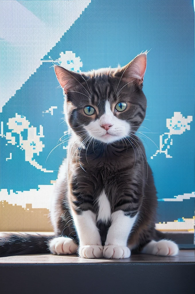 a pixelated cat, large blue pixels
Check ALTs