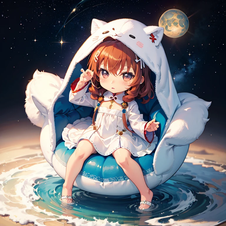 universe服, universe遊泳, universe, Misaka Mikoto, (chibi:1.5), full body, (masterpiece), highest quality