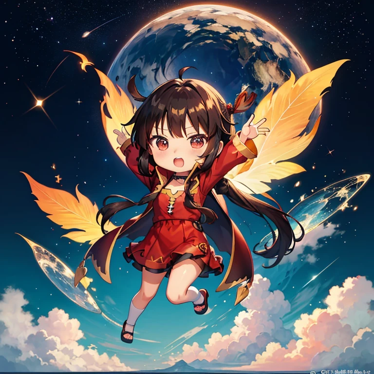universe服, universe遊泳, universe, Megumin, (chibi:1.5), full body, (masterpiece), highest quality