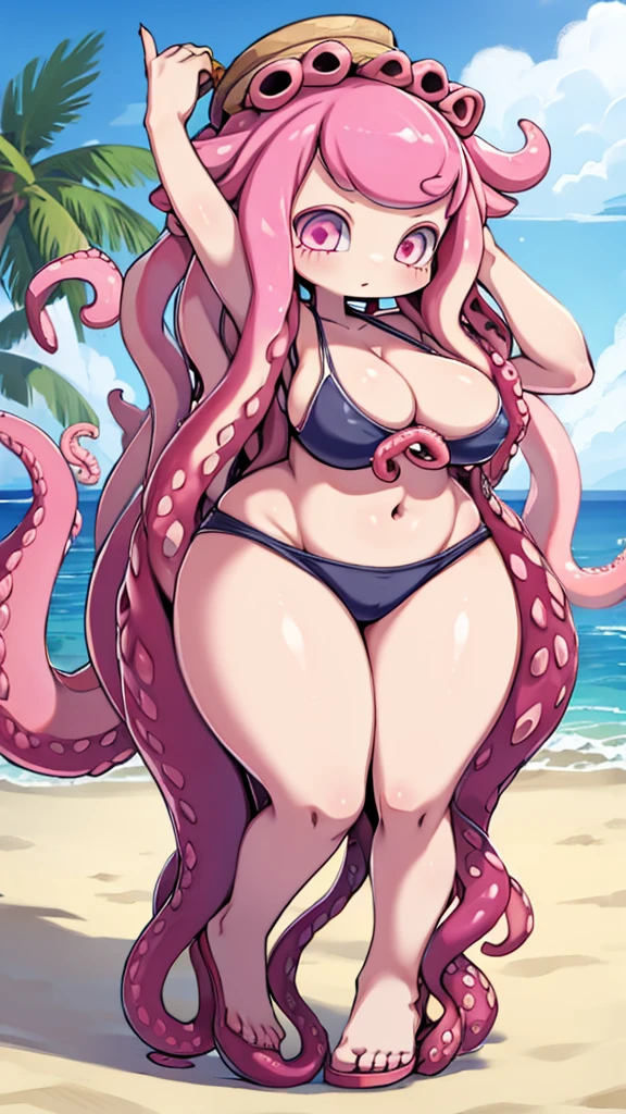 Beach Background,Huge girl,Octopus Girl,Pink Hair,Octopus hair,Tentacle hair,Tentacle Arm,Tentacle arm,Beach Background,Octopus Girl,Giant girl,giants girl,cute