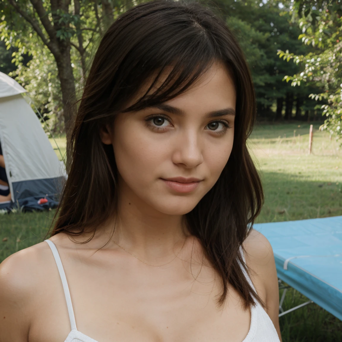 Lucie en soirée dans un camping