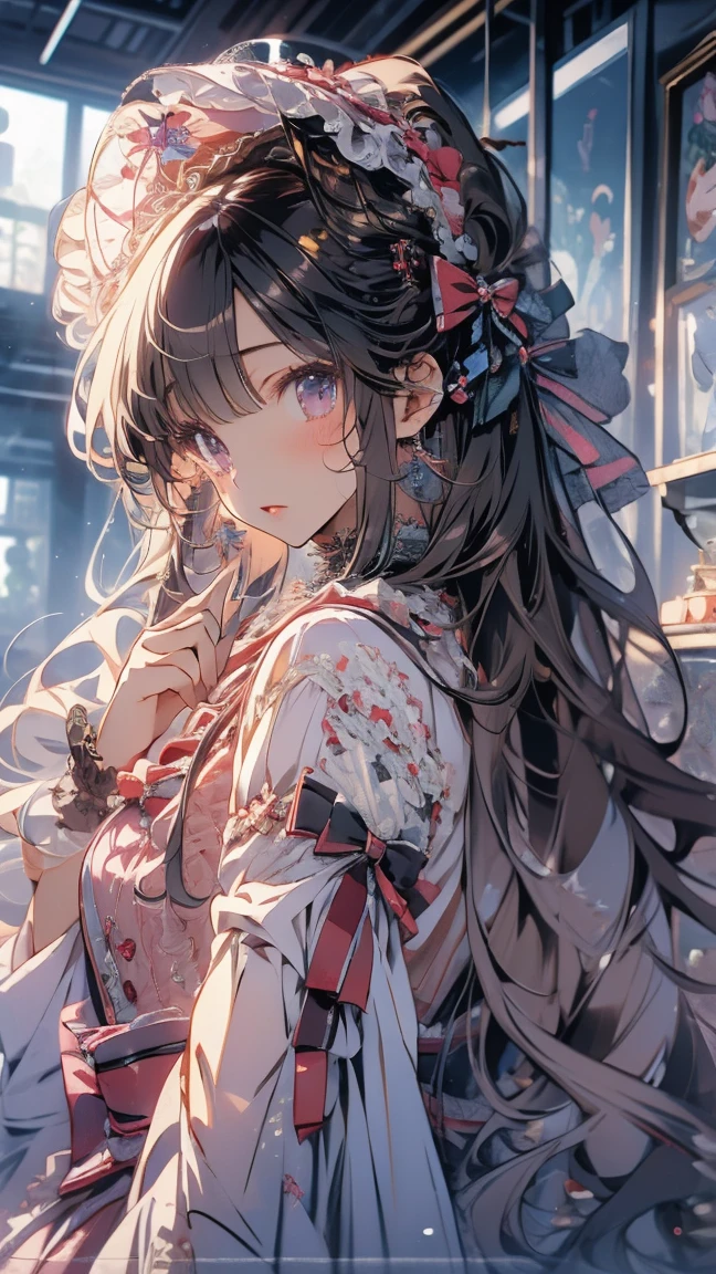 (masterpiece)、(Highest quality)、Highly detailed face、Anime Girls、1 Girl、Lolita Clothing、Fluffy long hair