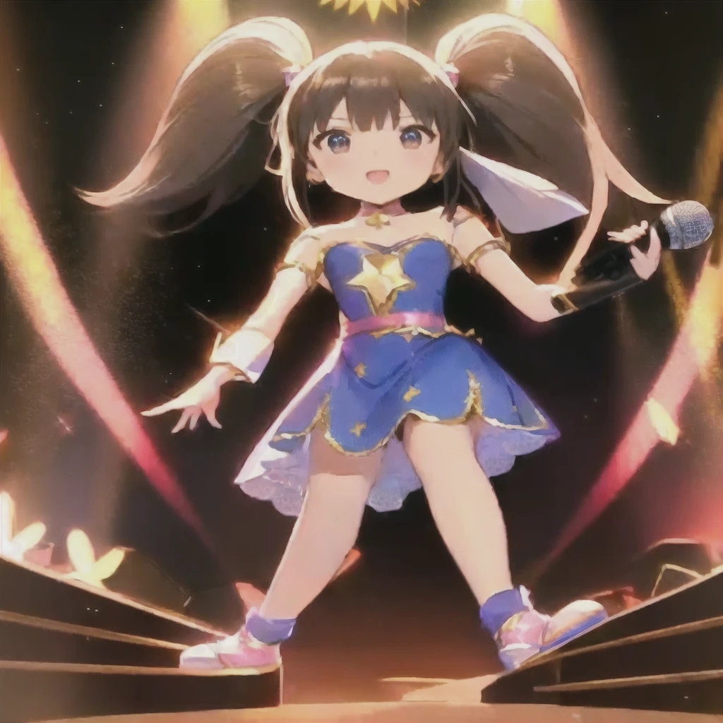 Anime girl in a blue dress holding a microphone, Anime cute art style, Official Artwork, Ink art anime loli, Ayaka Genshin Impact, Holographic Live Broadcast, The Idolmaster, mareturn kitagawa fanart, Official Art, Shining Magical Girl, Cute girl anime visual, , return, high detailed Official Artwork, Ayaka Game Genshin Impact