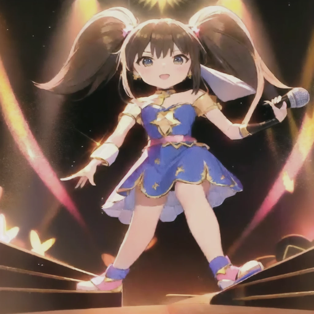 Anime girl in a blue dress holding a microphone, Anime cute art style, Official Artwork, Ink art anime loli, Ayaka Genshin Impact, Holographic Live Broadcast, The Idolmaster, mareturn kitagawa fanart, Official Art, Shining Magical Girl, Cute girl anime visual, , return, high detailed Official Artwork, Ayaka Game Genshin Impact