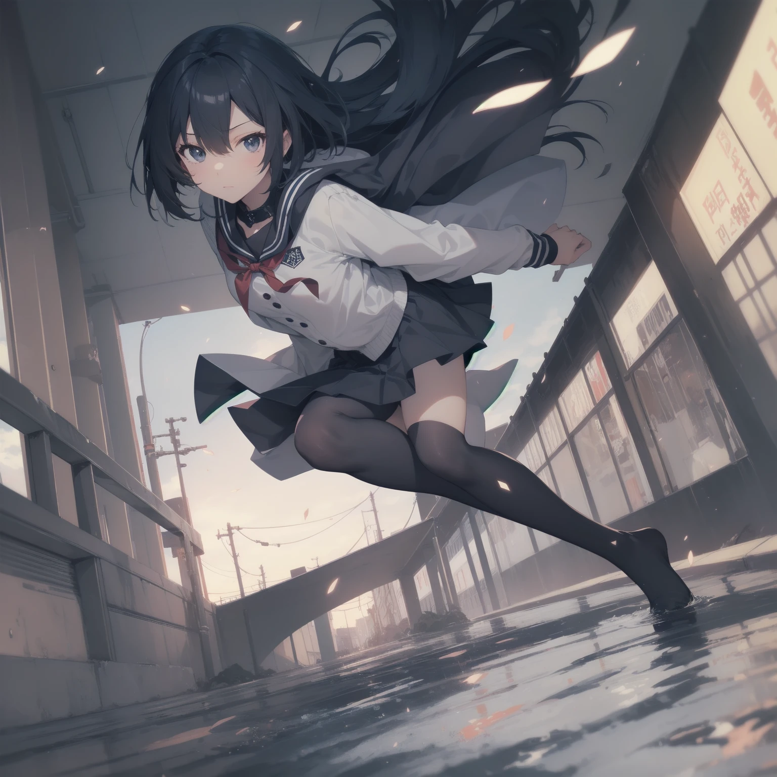 ultra-absurdres-Top quality by artist God, ultra-detailed, high resolution, anime moe artstyle, best anime 8k konachan wallpaper, pixiv contest winner, pool:2810, perfect anatomy,break, 1girl, (Please draw a girl walking sleepily to school alone. )break,(Solo,little female, 13-year-old:1.3),Full limbs, complete fingers,a junior high school student, (very short hair), short cut, flat chest, , small butt, small black eyes, beautiful detailed eyes, well-proportioned iris and pupils, expressive eyes, highres detailed hair, soft expression, salor school_uniform, sailor collar, serahuku, bow, pleated skirt,(Detailed Lighting), (Detailed background), in the School commute route. break,super detailed skin, Best cinematic lighting powered by famous artist, 8k,beauty illustration,photoshop_(medium),very aesthetic,break,((artist:kitsunerider  )), artist:clamp ,artist:carnelian ,artist:kantoku ,
