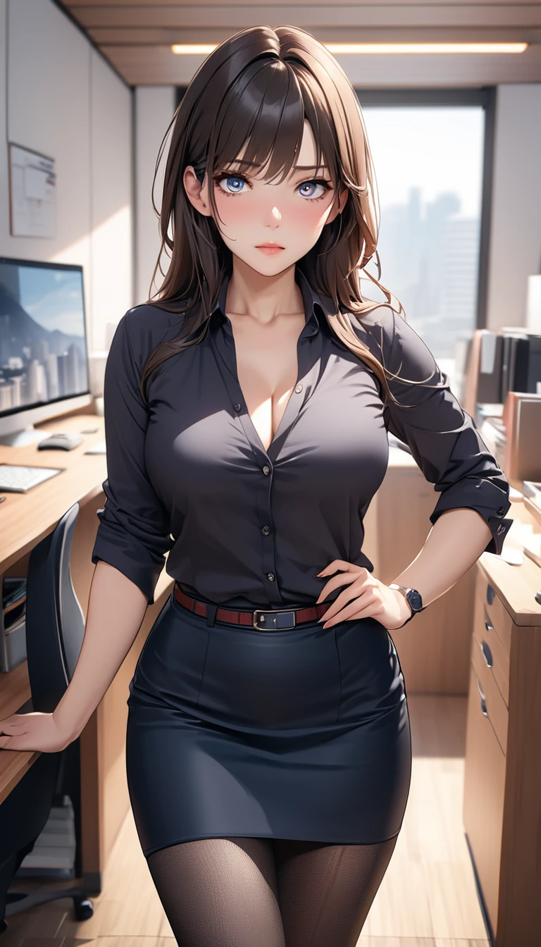 (((masterpiece))),(((High resolution)))、(((8K)))、(((perfect face)))、(((beauty of japan)))、30 years old、(((beautiful face))), (((office))), (((shirt))), ((pencil skirt)), ((tights)), embarrassed look, look at the camera, top quality eyes, detailed texture, look at the camera, all body, big , Married woman, cool women, (((high resolution eyes)))
