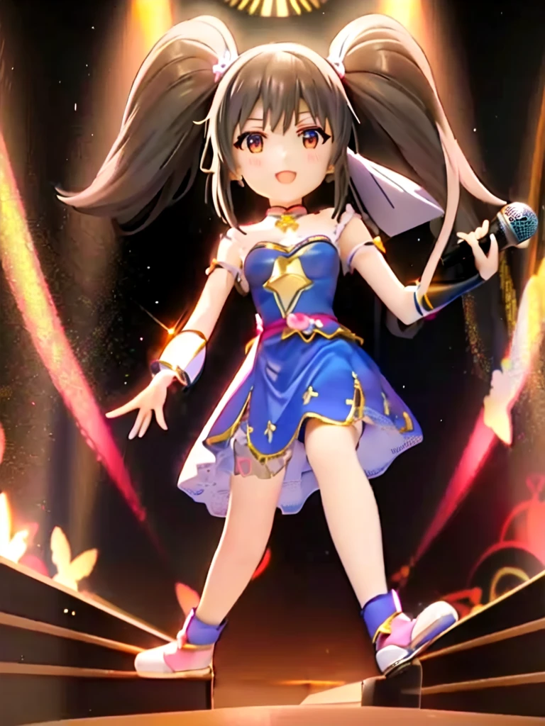 Anime girl in a blue dress holding a microphone, Anime cute art style, Official Artwork, Ink art anime , Ayaka Genshin Impact, Holographic Live Broadcast, The Idolmaster, Shining Magical Girl, Cute girl anime visual, , return, high detailed Official Artwork, Ayaka Game Genshin Impact