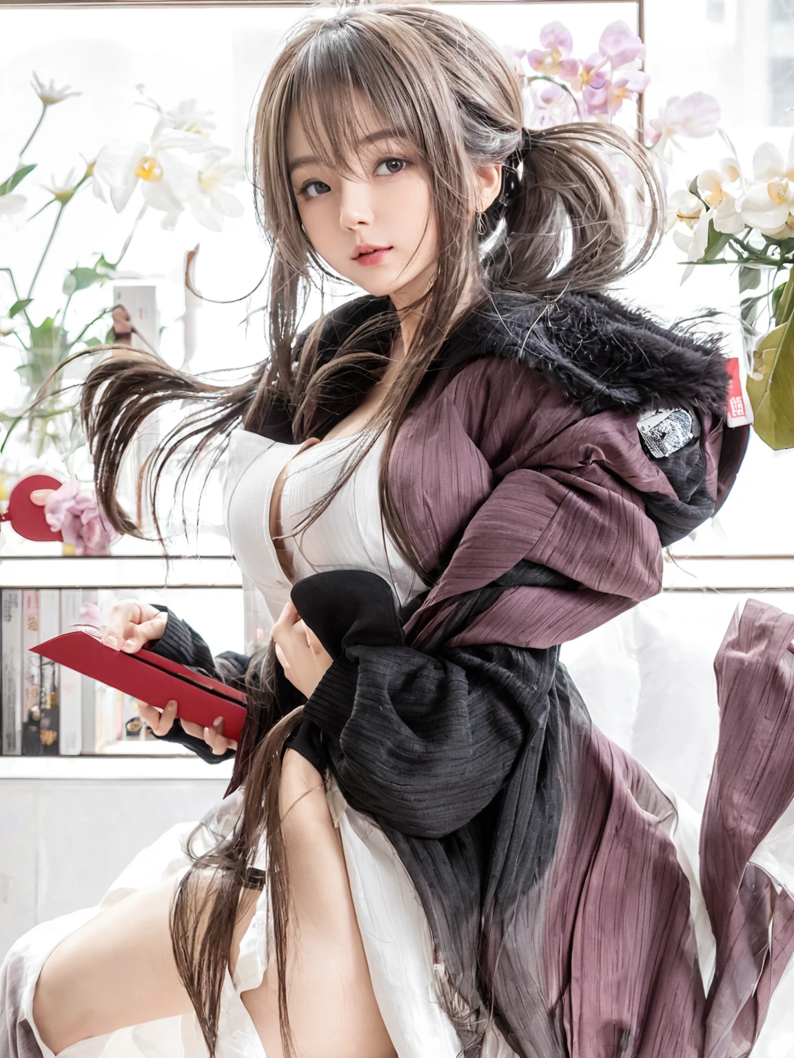 (((beautiful girl,Deep V,Genesis Style,Dirty expressions,Heart pupil,((Real People))))),slim,Hot body ,Highest quality, number, Very detailed, finely, High resolution, 8K quality, Perfect dynamic composition, Delicate and beautiful eyes, Deco, Medium length hair, Super big breasts, Casual and cute pose,Sex play