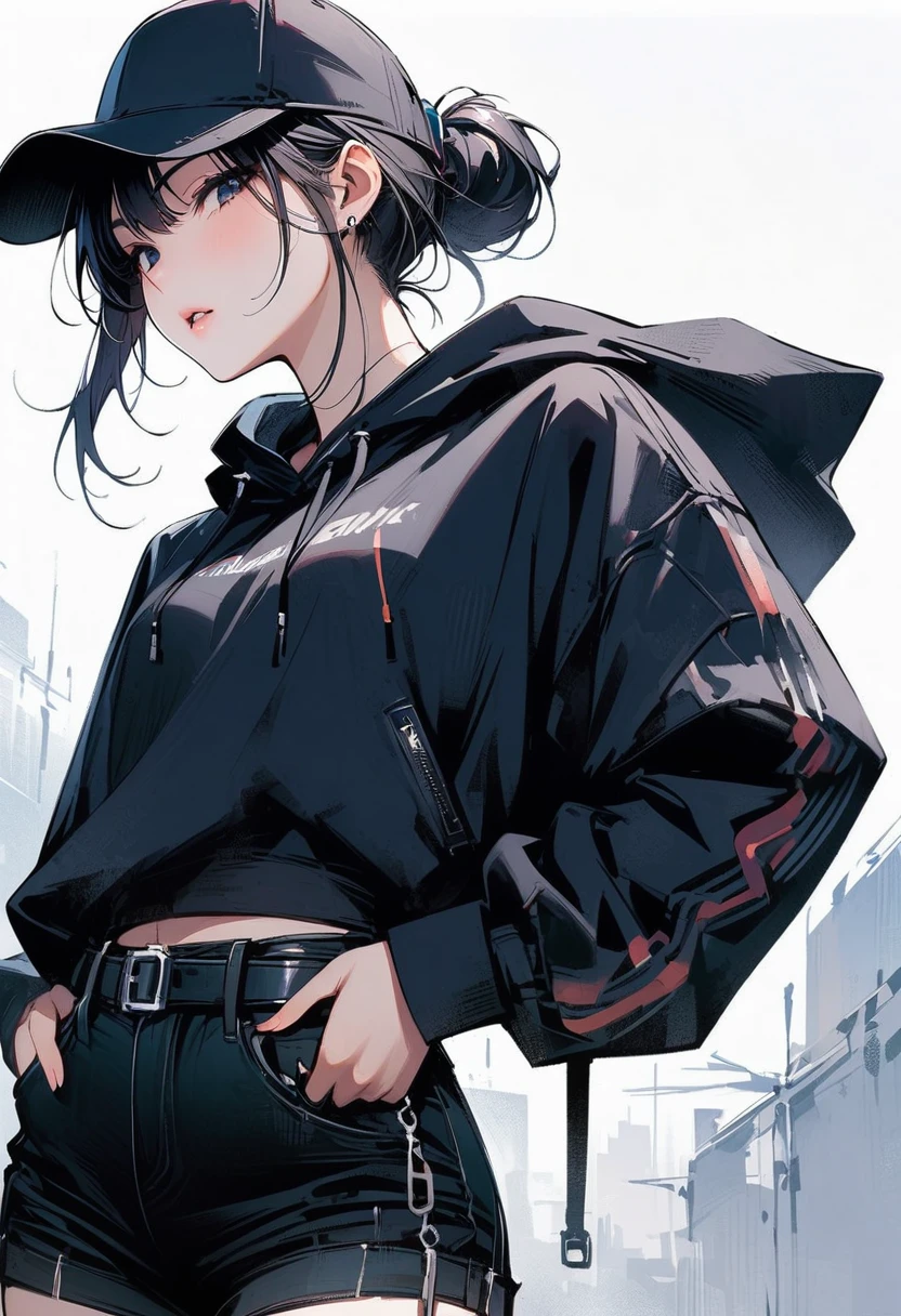 (masterpiece, Highest quality:1.2), 1 Girl, alone、Black clothes、Black Hat、cool、active、