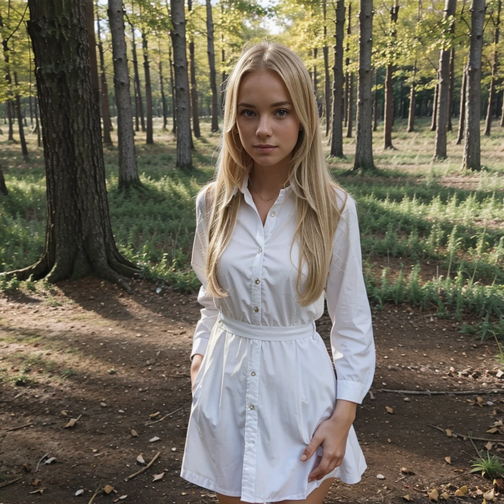 Blonde girl tenue spotive dans les bois 