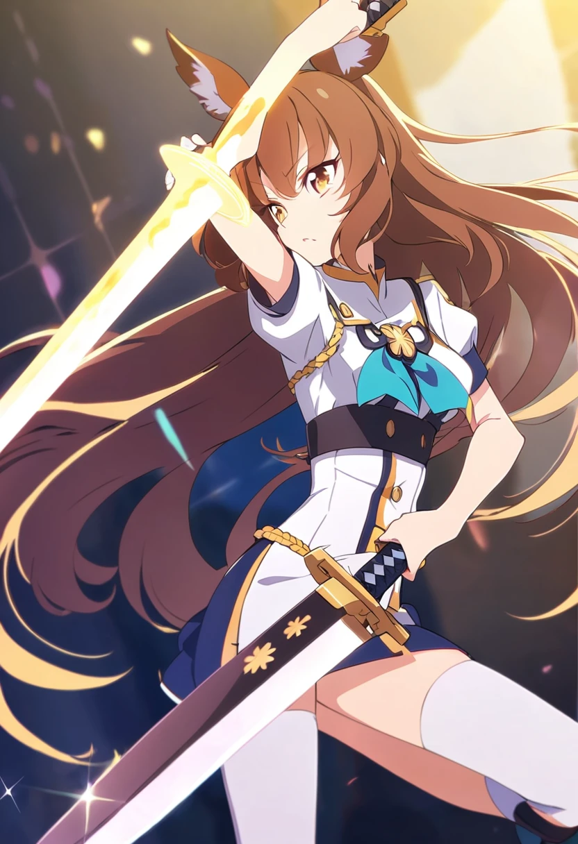 Woman holding a sword Long hair Slim Uniform Uma Musume