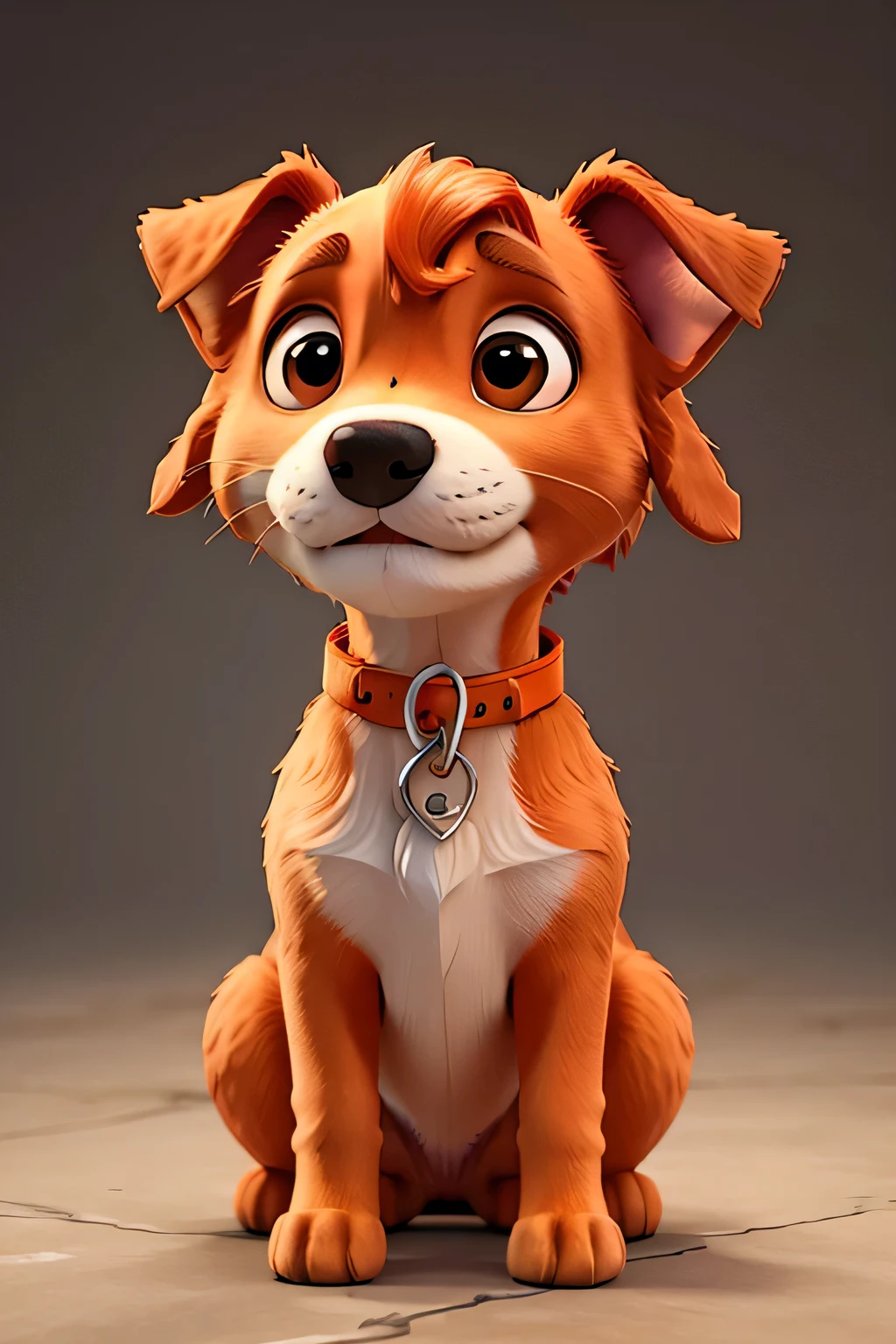 A puppy dog with large, upright, pointed red ears with orange details