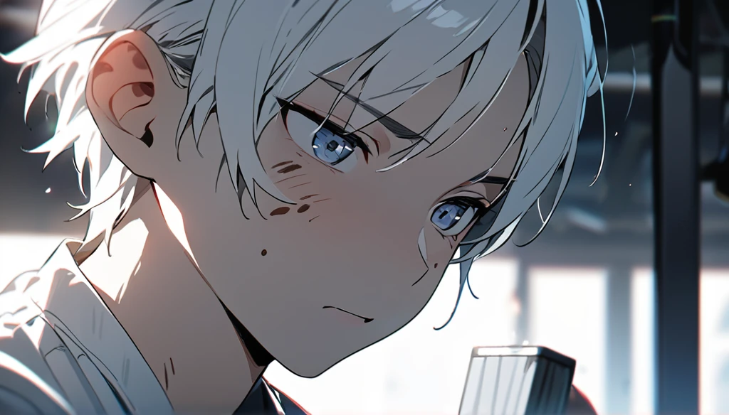 Resolution full, boy, very accurate, best quality, masterpiece, from front boy, cinematic lighting, full HD, very sharpener, mouth only, best art, very accurate, mouth only, close mouth, white theme, dirty face