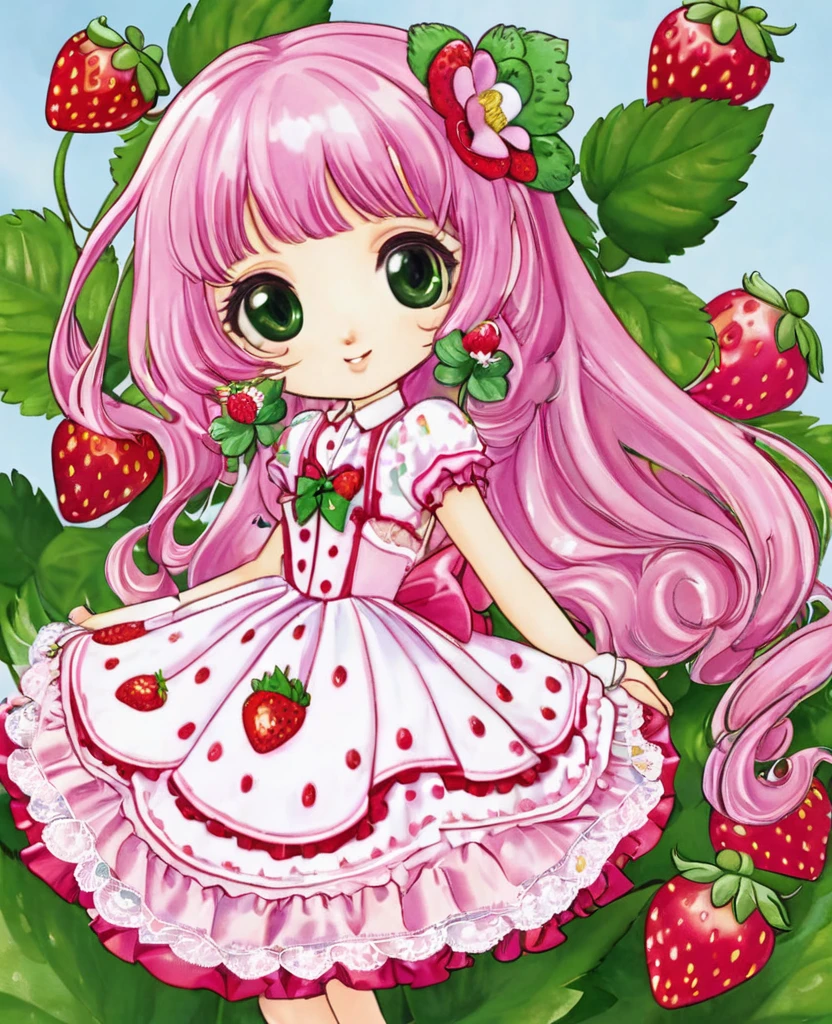 ChatGPT
Very good prompt for sea rt ai to make anime girl strawberry shortcake inspiredd with a pretty dress
ChatGPT
Here is a prompt for creating an anime girl inspired by strawberry shortcake with a pretty dress using Stable Diffusion (Sea RT AI):
"Create an anime girl inspired by strawberry shortcake. She should have long, flowing pink hair with a few green highlights to represent the strawberry leaves. Her eyes are bright and sparkling, with a hint of playful mischief. Dress her in a cute, frilly dress that resembles a strawberry shortcake dessert: a pink bodice with white lace trim, a skirt that looks like layers of cake and cream, and strawberry-themed accessories such as a hairpin and shoes. The background should be a whimsical, pastel-colored garden full of strawberries and flowers.