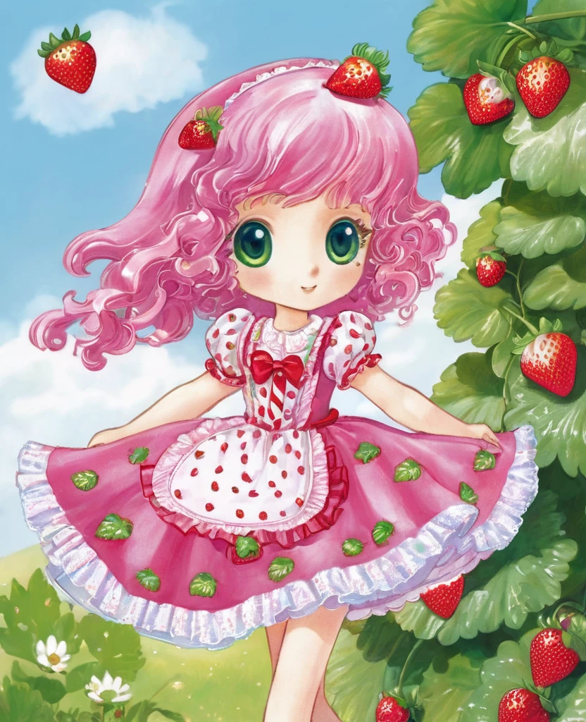 ChatGPT

Very good prompt for sea rt ai to make anime girl strawberry shortcake inspiredd with a pretty dress
ChatGPT
Here is a prompt for creating an anime girl inspired by strawberry shortcake with a pretty dress using Stable Diffusion (Sea RT AI):

"Create an anime girl inspired by strawberry shortcake. She should have long, flowing pink hair with a few green highlights to represent the strawberry leaves. Her eyes are bright and sparkling, with a hint of playful mischief. Dress her in a cute, frilly dress that resembles a strawberry shortcake dessert: a pink bodice with white lace trim, a skirt that looks like layers of cake and cream, and strawberry-themed accessories such as a hairpin and shoes. The background should be a whimsical, pastel-colored garden full of strawberries and flowers.
