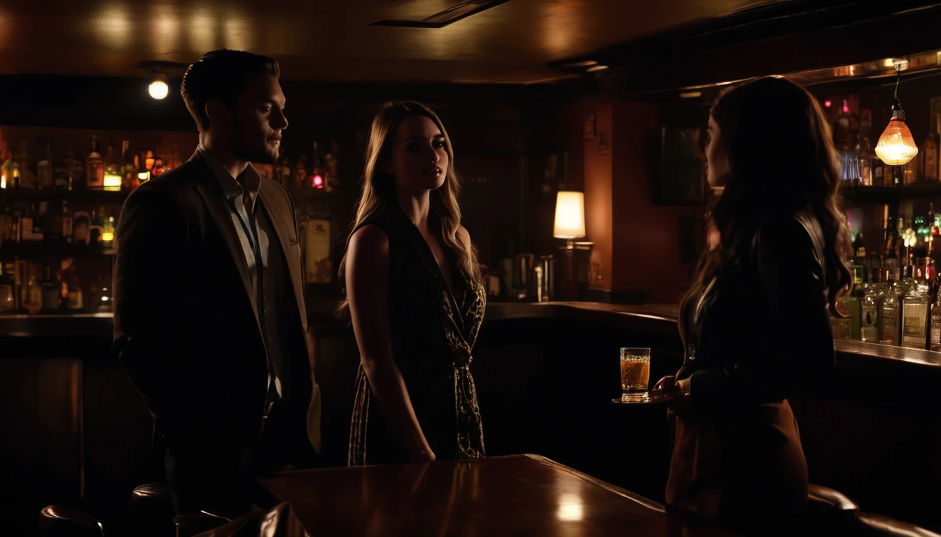 In the dimly lit bar with a shared conspiracy Jake and Sarah both decide to introduce themselves to Alex and the bartender Mia