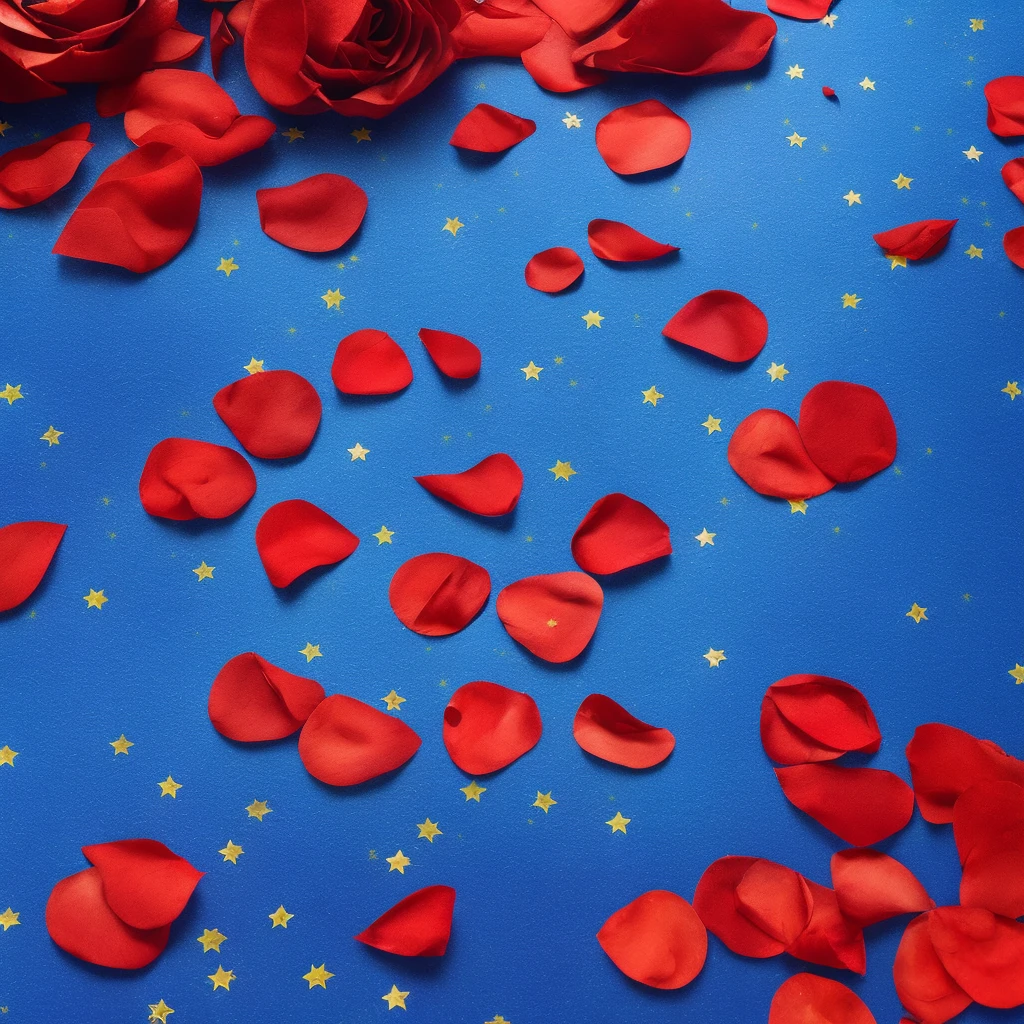 Red Withered Rose Petals Falling with Shooting Star Realistic Starry Night Background