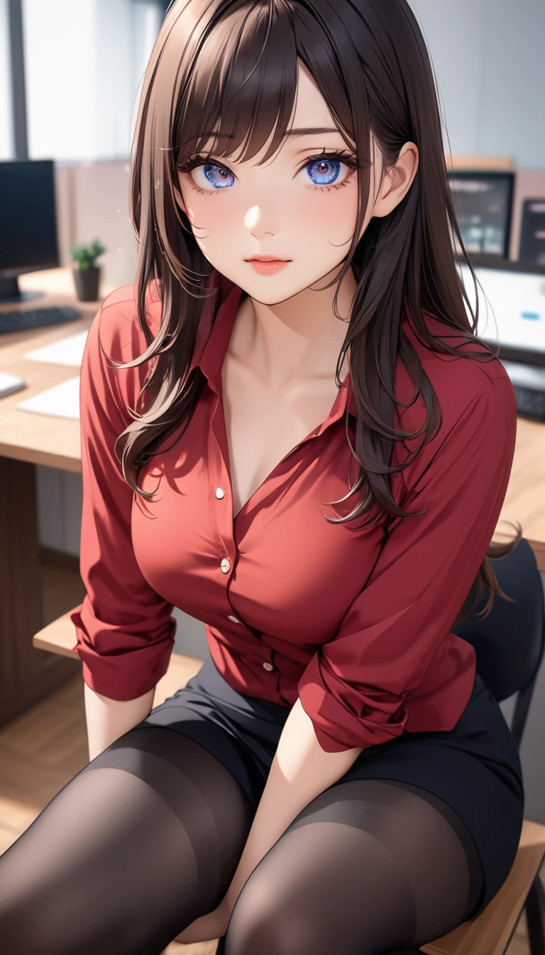 (((masterpiece))),(((High resolution)))、(((8K)))、(((perfect face)))、(((beauty of japan)))、30 years old、(((beautiful face))), (((office))), (((shirt))), ((tights)), embarrassed look, look at the camera, top quality eyes, detailed texture, look at the camera, all body, big , Married woman, cool women, (((high resolution eyes)))