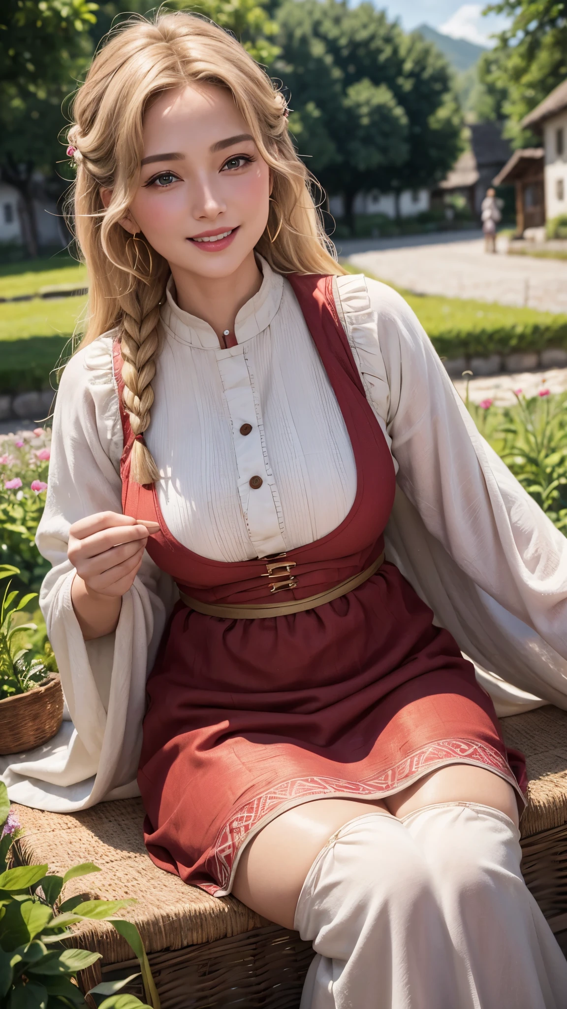 (hyper real)、Ancient Farmer Woman、Women's Agriculture、(Wearing flesh-colored fabrics)、
Vast beautiful woman High level image quality High resolution realistic、blondes、blondesの女性、 woman、middle-aged women、((big big tie skin texture、超High resolution、Wearing flesh-colored fabrics、realistic、Chubby body shape、laughter、beauty of middle age、beautiful expression、fine green eyes、long fluffy hair、laughter、Very delicate and fine skin texture、45 Ancient Peasant Women、((Being in the village square))、Women's Agriculture、big red lips、(Wearing flesh-colored fabrics)、