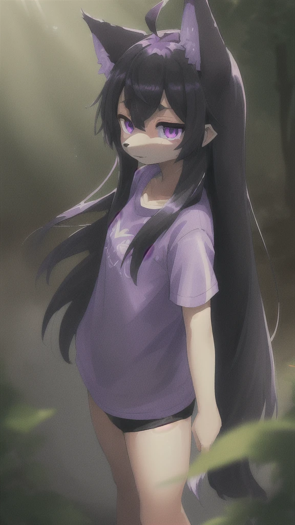 (masterpiece:1.3), (2D, anime, illustration:1.0), (sharp:1.2), (hard light, shadow:1.0), (reflection, refraction:0.8), (light rays, dappled light, light glare, lens flare, Tyndall effect, clear, shiny:1.0), (best quality:1.2), (ultra-detailed, extremely intricate:1.0), (cinematic light,ray tracing), (bright_colors,dark_intense_shadows), (impasto,colorful:1.2), (long_hair:1.4), whjite hair, ((black stripes on body)), ((grey fur)), ((black sclera, purple iris)), ((female wolf))