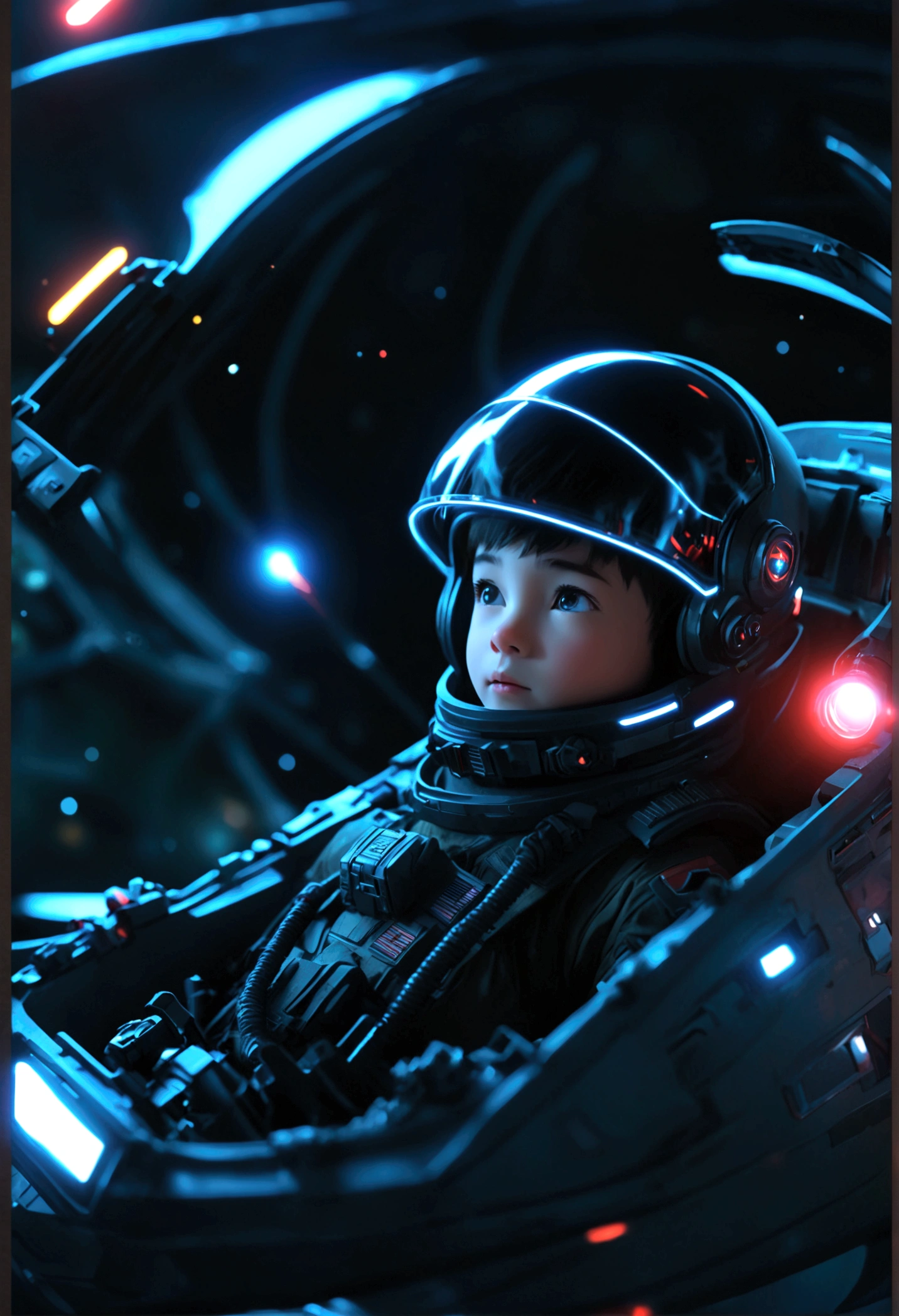 Sci-fi world,a boy,High-quality graphics,MasterpieceBREAKAlien,Space War,Strategic Base,Cockpit,brave warrior,laser weapon