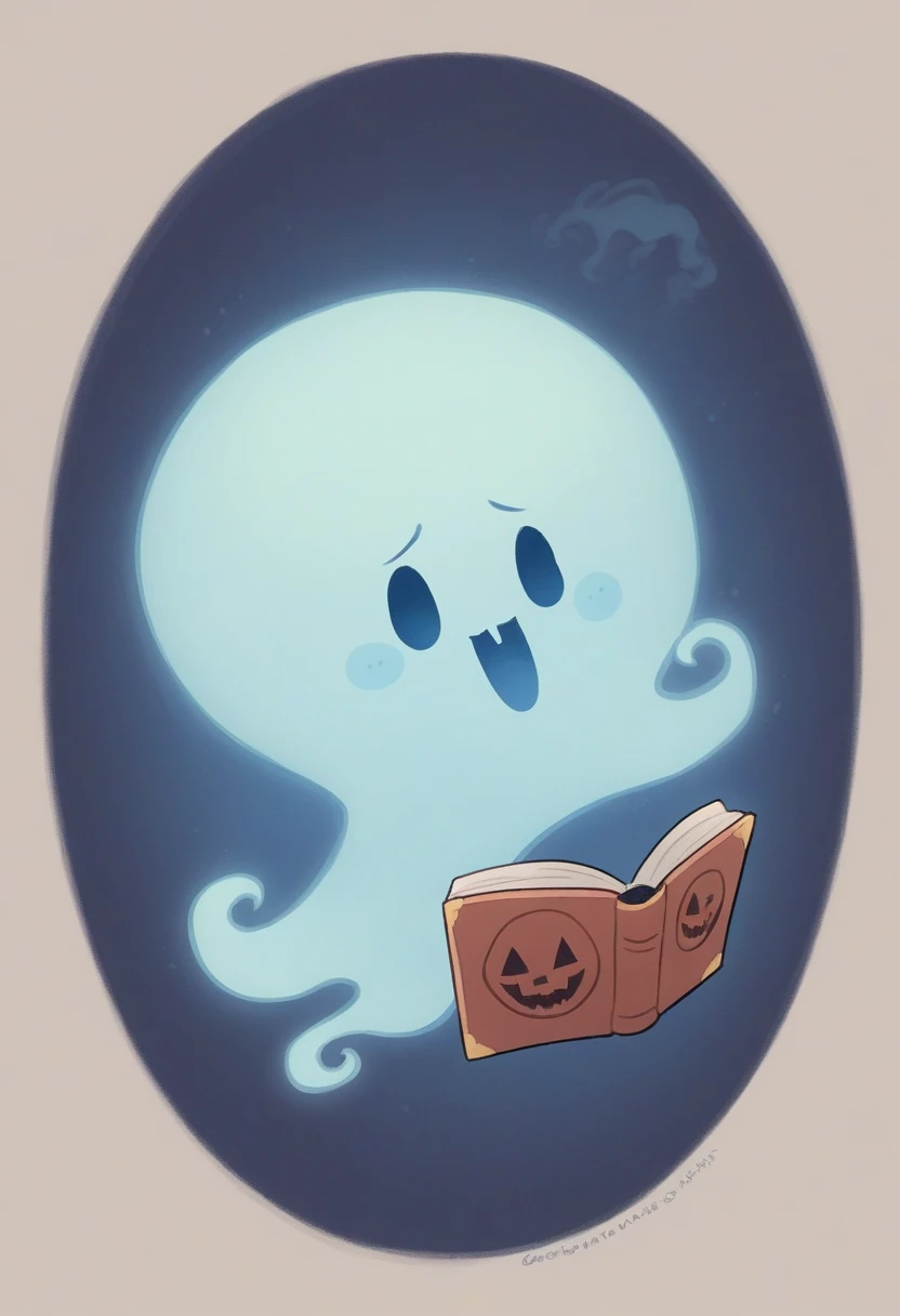 painting of a ghost read a book with a cup of coffee, cute funny ghost, ghostly ghost, ghostly, gloomy, Cute numbers艺术, Cute numbers, ghost, scary ghost, halloween wallpaper with ghosts, read, fuzzy ghost, author：Goro Fujita, Three 0, casper the friendly ghost, author：sung choi, Cute storybook illustrations, floating ghost