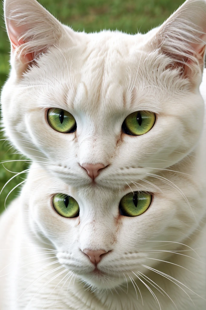 White cat with light green eyes