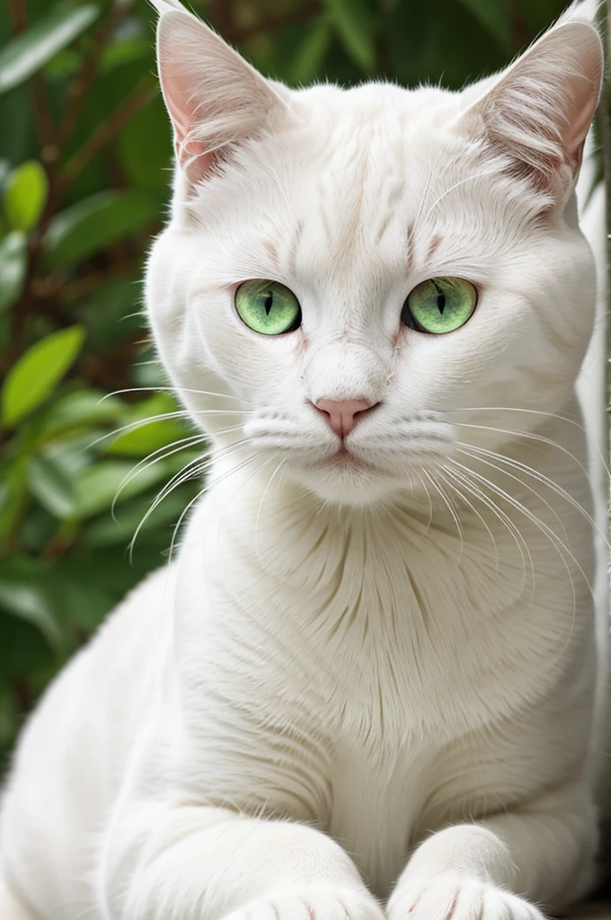 White cat with light green eyes
