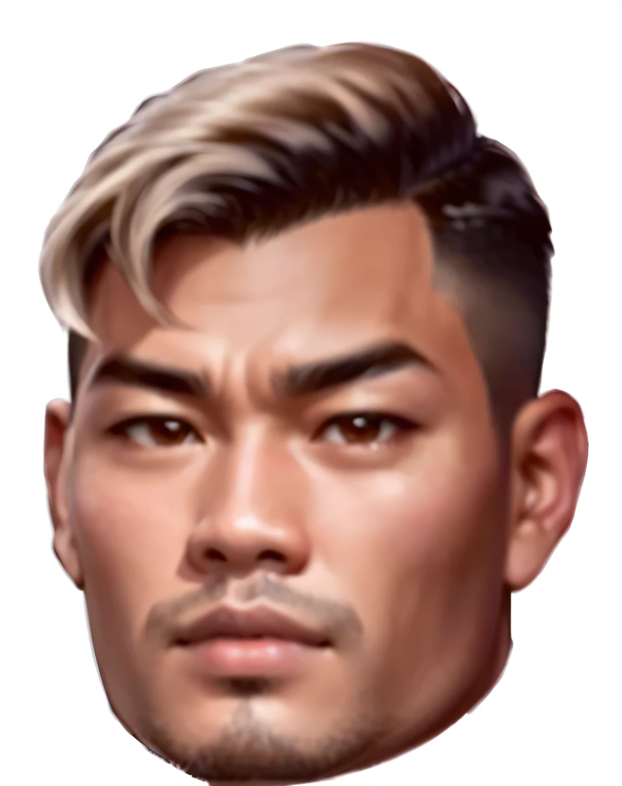 a close up of a man with a short haircut and a tie, south east asian with round face, thawan duchanee, with accurate face, ronaldo nazario fenomeno, anton, fujita goro!, asian face, half man half asian black bull, bao pham, ronaldo nazario, asian male, ramil sunga, in profile