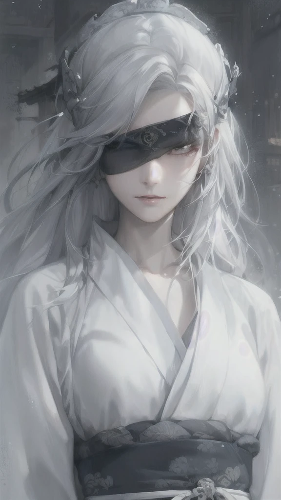 a close up of a woman with white hair and a white mask, beautiful character painting, guweiz, artwork in the style of guweiz, white haired deity, by Yang J, epic exquisite character art, stunning character art, by Fan Qi, by Wuzhun Shifan, guweiz on pixiv artstation