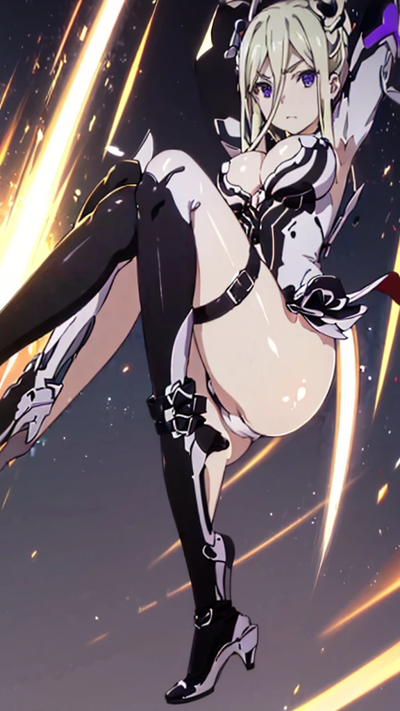 ellenmiramathers, ellen mira mathers formal, long hair, blonde hair, (purple eyes:1.1), jewelry,best quality,ultra detailed,solo,score_9, score_8_up, score_7_up, score_6_up, score_5_up, score_4_up, source_anime, 1girl,bodysuit,big breasts, full body, heavenly ass, heavenly breasts, big ass, no shoes, wearing heels, upset, cute, face, long legs, tight bodysuit, tight sleeves, black bodysuit, half-closed eyes, best quality, high resolution, unity 8k wallpaper,(beautiful detailed eyes:1.6), extremely detailed face, perfect lighting, extremely detailed CG, (perfect hands, perfect anatomy), simple background