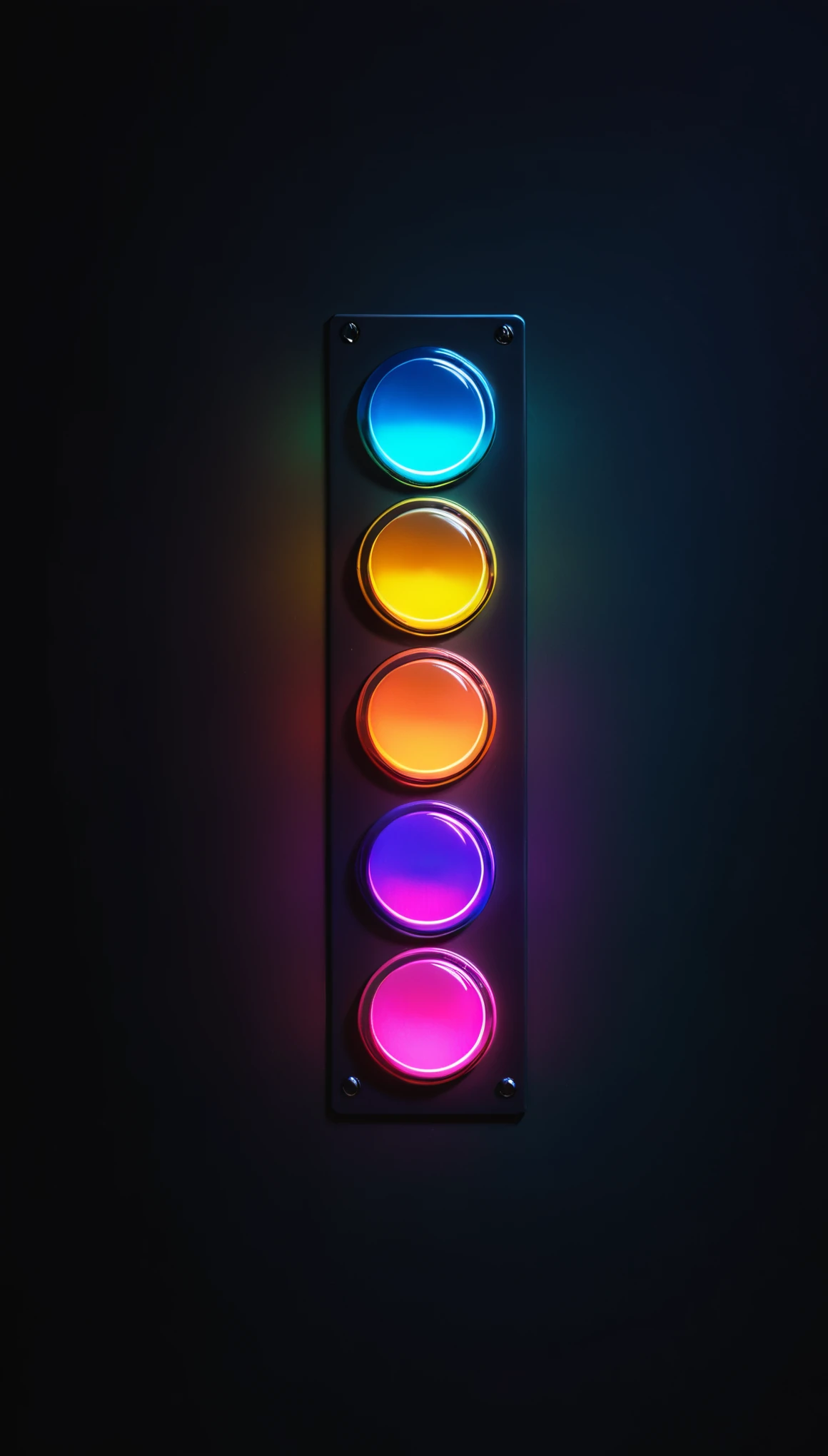 1 diffuse gradient metal button，Dark background，colourful，Neon glows，Backlight