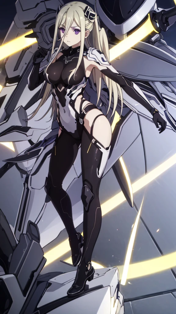 ellenmiramathers, ellen mira mathers formal, long hair, blonde hair, (purple eyes:1.1), jewelry,best quality,ultra detailed,solo,score_9, score_8_up, score_7_up, score_6_up, score_5_up, score_4_up, source_anime, 1girl,bodysuit,big breasts, full body, heavenly ass, heavenly breasts, big ass, no shoes, wearing heels, upset, cute, face, long legs, tight bodysuit, tight sleeves, black bodysuit, half-closed eyes, best quality, high resolution, unity 8k wallpaper,(beautiful detailed eyes:1.6), extremely detailed face, perfect lighting, extremely detailed CG, (perfect hands, perfect anatomy), simple background