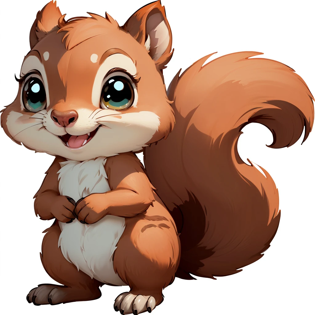 cartoon squirrel with a big smile on its face, squirrel, cute forest creature, “portrait of a cartoon animal, cartoon illustration, bushy tail, cute cartoon character, the squirrel king, cartoon style illustration, adorable digital painting, cartoon shading, by Marten Post, tufty whiskers, amazing, cel shaded vector art, cute digital art, cute detailed digital art