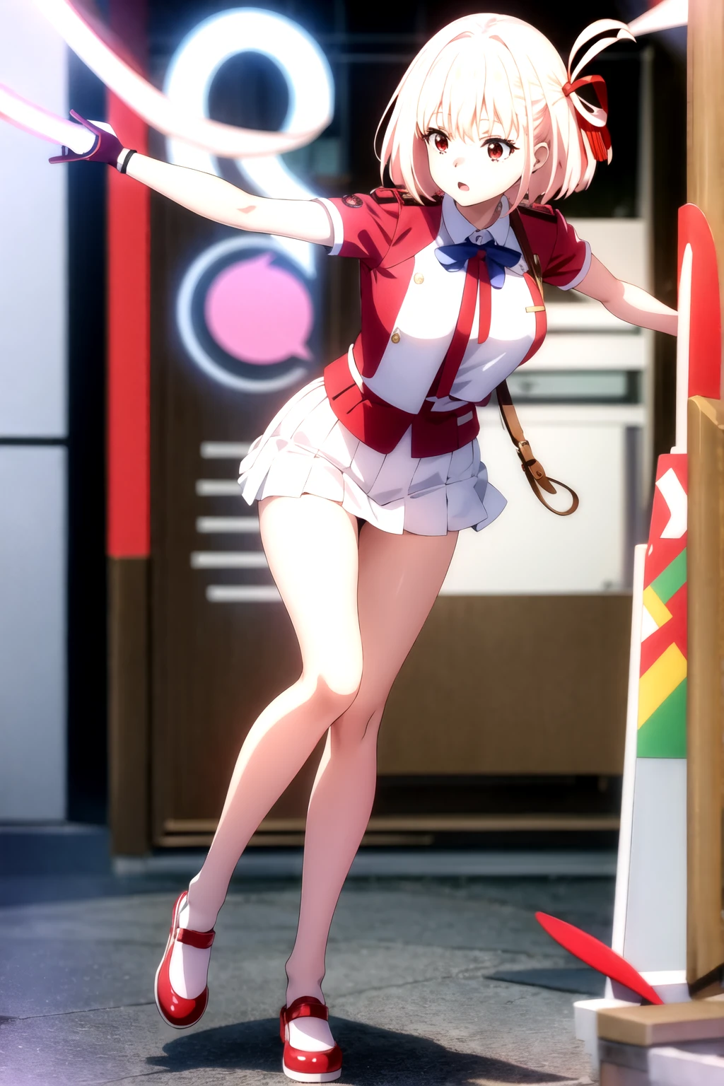 ((masterpiece)), (Highest quality),Senzoku Nishikigi、
Official Art, Very detailedCG Unity 8K壁紙, Very detailed, Shiny skin, Written boundary depth, Bright colors,
1 Girl, (Perfect body,Perfect limbs:1.5), (whole body:0.6),
short hair, bangs, Red eyes, skirt, Look next door,Disgust, Licorice Uniform、White panties、Red ribbon、kick、Panties in full view