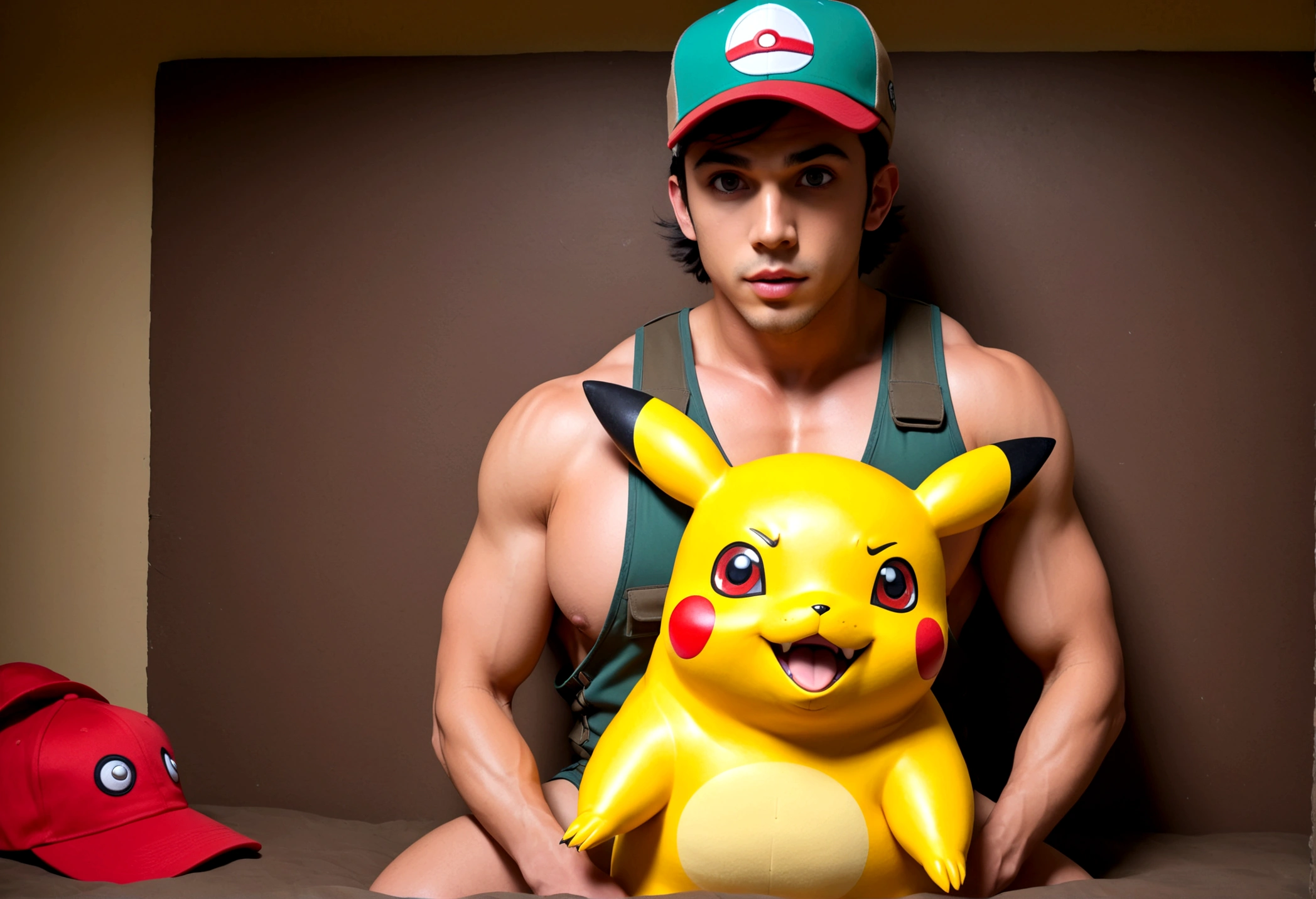 (prime subject: A muscular nude man wearing a hunting vest and a pokemon cap, big erect penis, beautiful detailed eyes,beautiful detailed lips,extremely detailed eyes and face,longeyelashes),is having sex with (Subject 2: 4 sexy women with big breasts,wide hips,juicy pussies,varied weights,wearing sexy over exposed pokemon creature lingerie),on bed,photorealistic,highly detailed,8k,best quality,hyper-realistic,exquisite,intricate details,cinematic lighting,vibrant colors,dramatic atmosphere,dynamic composition, Pokemon porn parody, 'Anal Adventure of Pikachu'
