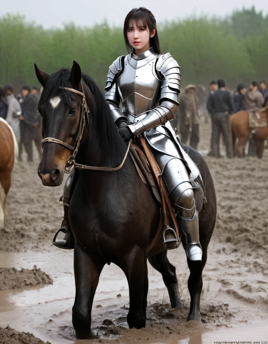 (((masterpiece))),(((Highest quality))),((Tabletop:1.4, Highest quality)), (Realな写真:1.4),
((1 cute girl knight)),rodeo,Desperate,Don't make eye contact,round face,
(超High resolution:1.2),, wonderful, Very detailed CG Unity 8k wallpaper, Very detailed, High resolution,draft horse ridden by japanese cute girl,tight,muddy place,Beauty,The horse neighs,Tragic female knight in armor,Sink,In the mud,Plump,
Cold Light, Beautiful detailed girl, Droopy eyes,Very detailedな目と顔, Beautiful and exquisite nose, Beautiful and exquisite, draft horse ridden by a girl can't move because horse and girl soak in the sticky muddy deep pitfall:10.0 , horse falls down ,looks pained ,Surprised face:2.0,Real,Anatomically correct