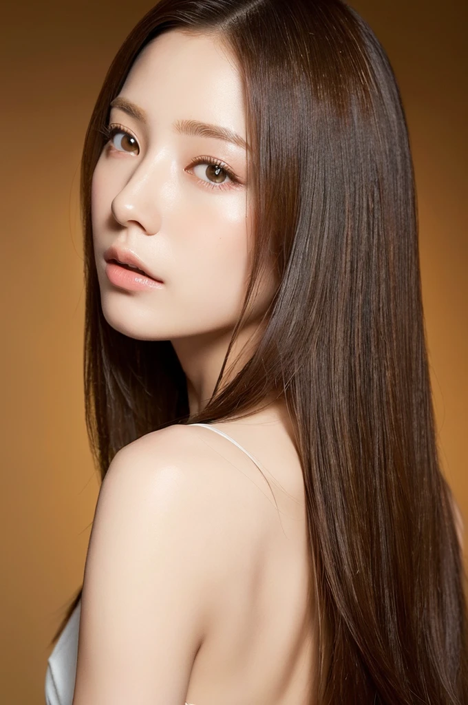 ((masterpiece:1.4, Highest quality)), ((masterpiece, Highest quality)), (Photorealistic:1.4),（Pure white skin）, Professional Lighting, Highly detailed eyes and face, Beautiful eyes in every detail, (Beautiful Japanese Girl:1.05), Face Focus, From the back、Medium Hair、Long Bob、1 Girl、Don&#39;t look at the camera、((Brown Hair))、The eye color is dark brown、Correct hand of human body、