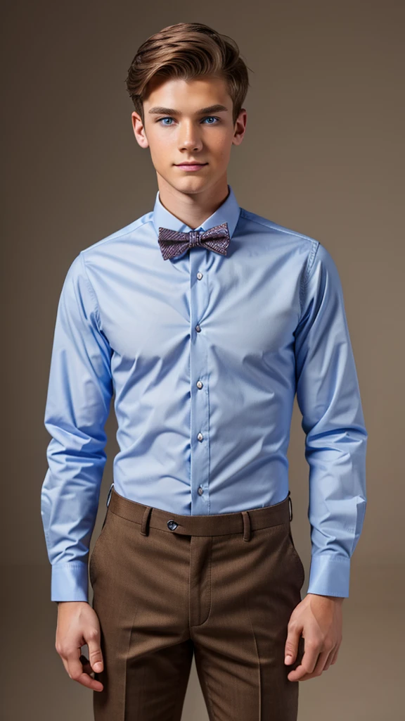 19 year old male wearing bow tie and lomg sleveed button up
4K HIGH REZ 

Physical Description: Brown colored hair and skinny build. 5"5 and 150 LB. Blue eyes. 

.