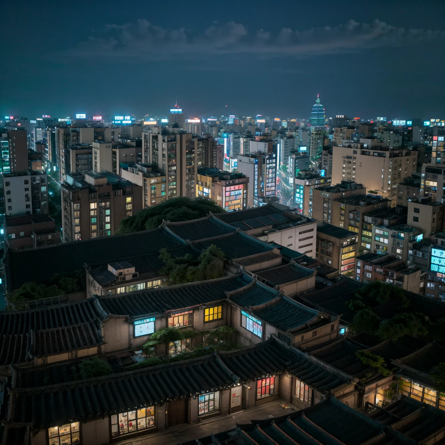 night, t, (taipei downtown scenery), (city rooftop),) (city skyline), (cinematic), 

