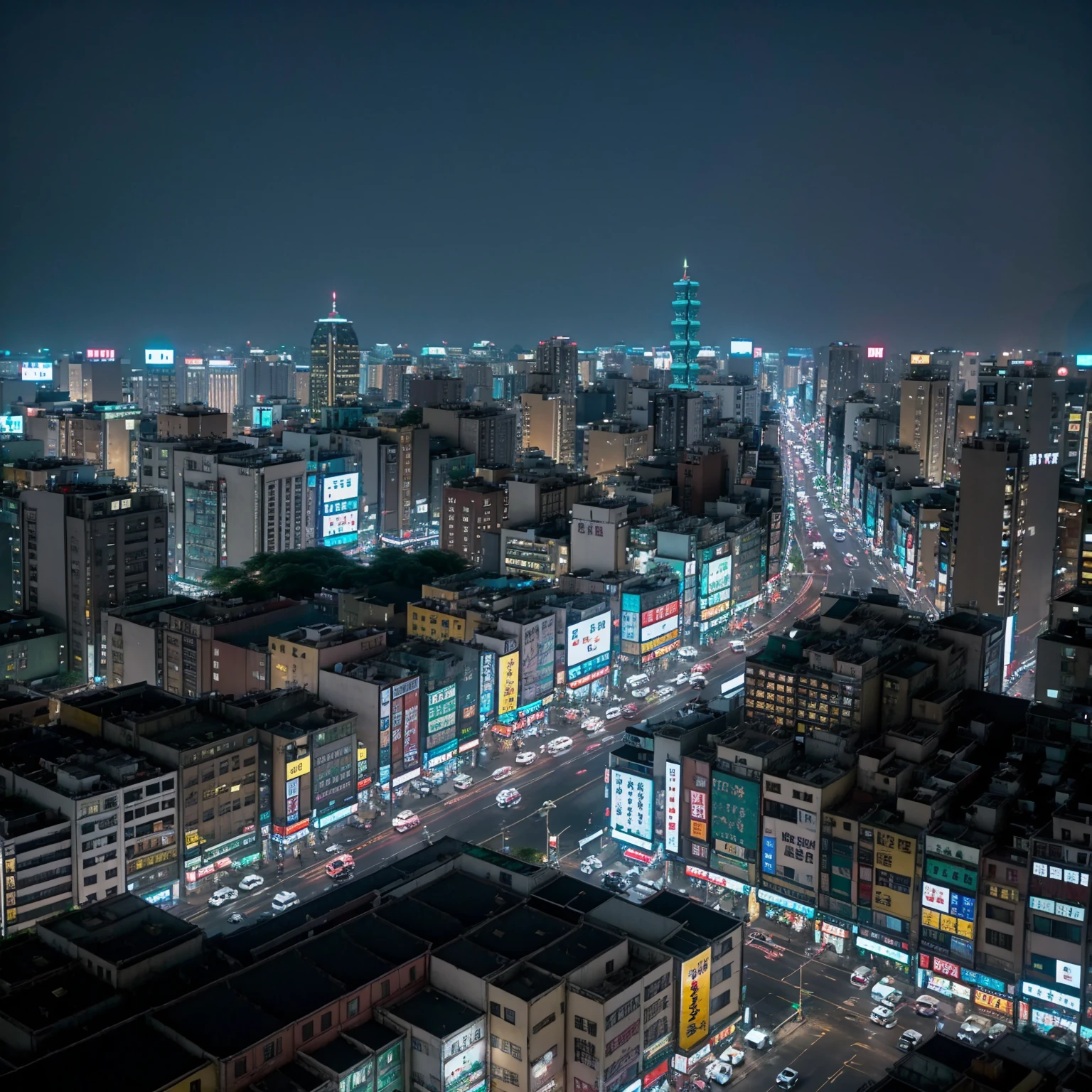 night, t, (taipei downtown scenery), (city rooftop),) (city skyline), (cinematic), 

