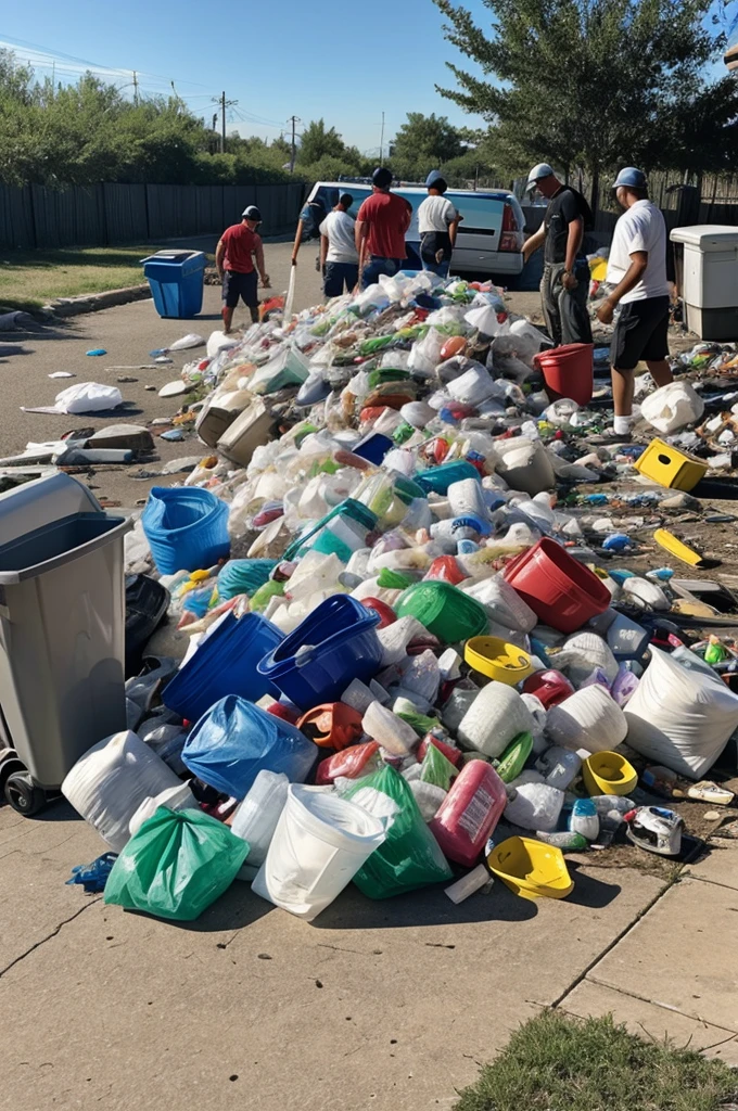 Monsters collecting trash