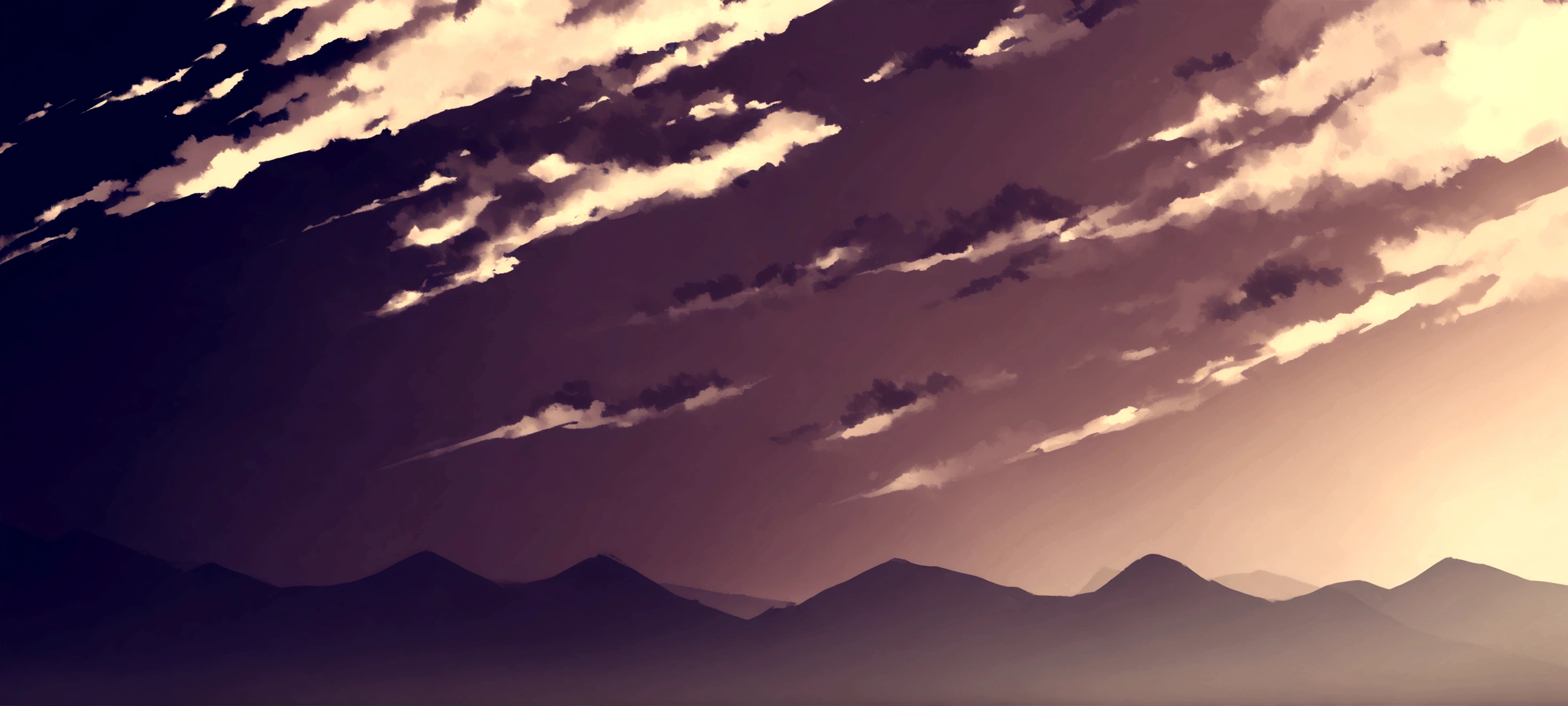 dawn time, daybreak sky, dark morning, mountain silhouette farr away,