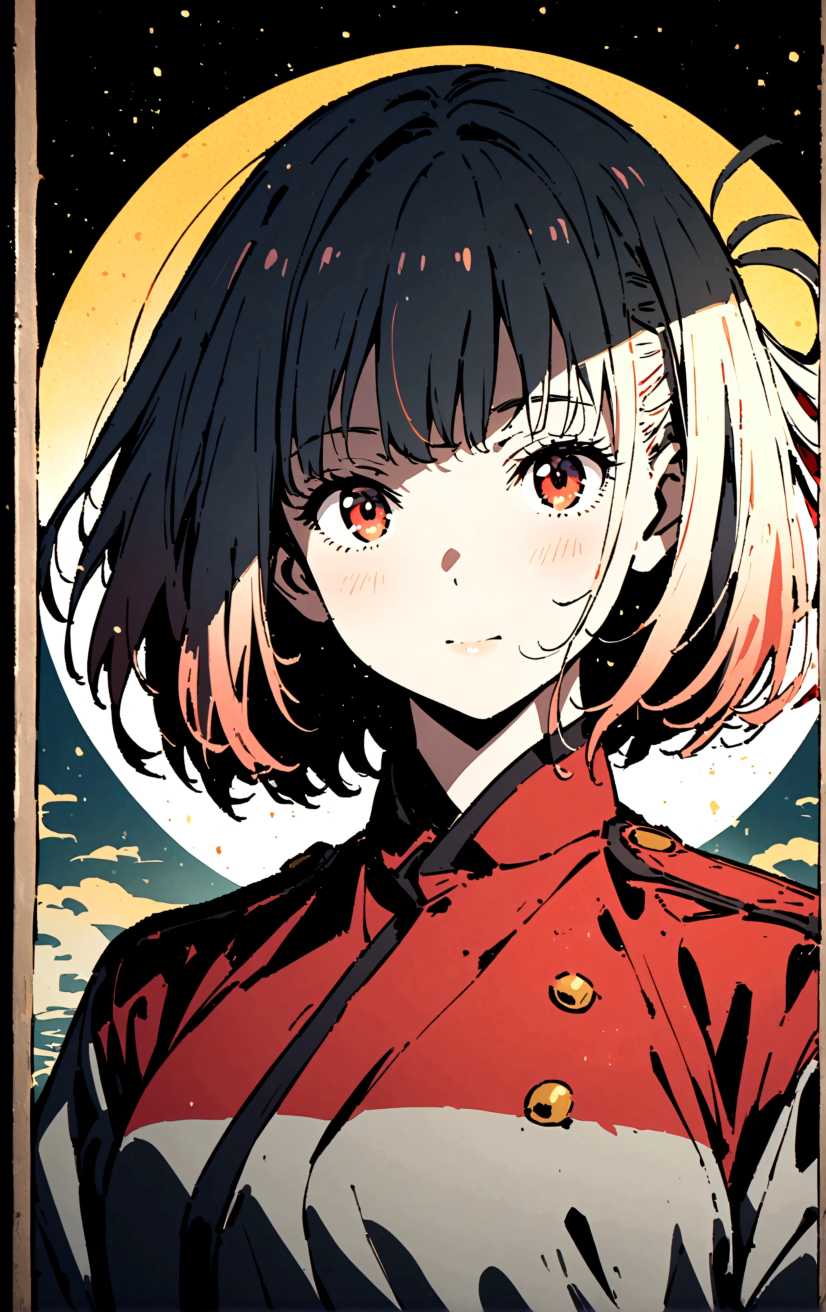 1girl, nishikigi chisato, lycoris recoil,
acid colors, ukiyo-e,