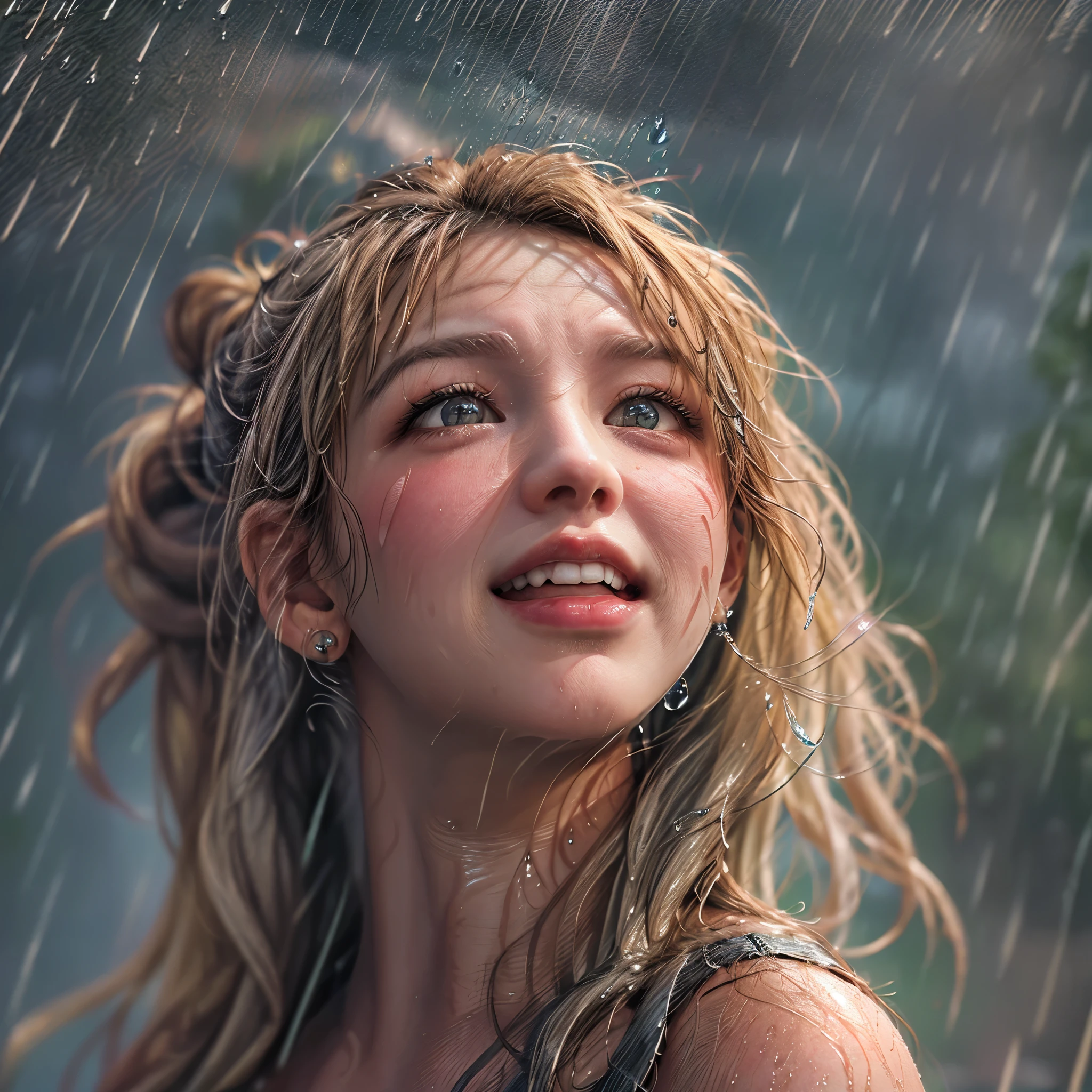 masterpiece of ExtremelyDetailed (ProfessionalPhoto of Stunning women:1.4) Looking at Sky, (((Downpour))), BraidHair with bun, (Joyful Expressions LifeLike Rendering), ((Extremely detailed beautiful face and eyes)) BlushAhegao SmoothArmpit LiquidSoap WhiteBubbles (((WetHair))) BREAK PUNIPUNI ((Britney Spears))britneyspears-smf, Beltbra, MysticSight, (Torrential Rain:1.4) (SparklingDrops:1.28) (Overflowing HUGE Underboob Overflowing WaterDrops Overflowing water)(((WetHair WetFace WetSkin:1.37))), (SFW), HiddenHands, MotionBlur (BokeH:1.4), (no extra limbs), (no extra eyebrow), DynamicAngle
