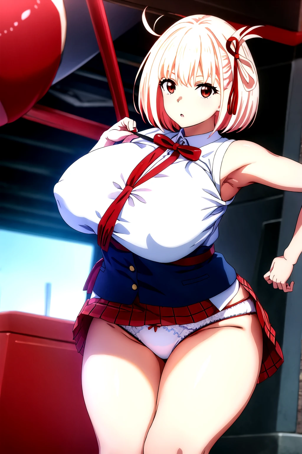 ((masterpiece)), (Highest quality),Senzoku Nishikigi、
Official Art, Very detailedCG Unity 8K壁紙, Very detailed, Shiny skin, Written boundary depth, Bright colors,
1 Girl, (Perfect body,Perfect limbs:1.5), (whole body:0.6),
short hair, bangs, Red eyes, skirt, Look next door,Disgust, Licorice Uniform、White panties、Red ribbon、Panties in full view