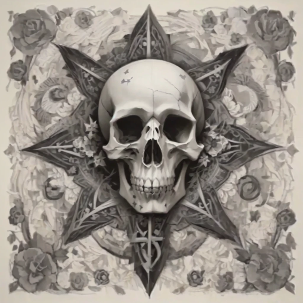 scull and pentagram with pentagrams and stars on a paper background, sacred scull, Detailed cover, White mandala bones, very detailed dark graphics, cellar, morphing sculls, Remember Death, Thomas Weirath: difficult, fantasy scull, scull design for a rock band, sculls around, death scull, scull, drawing of a scull, Anna Dittman