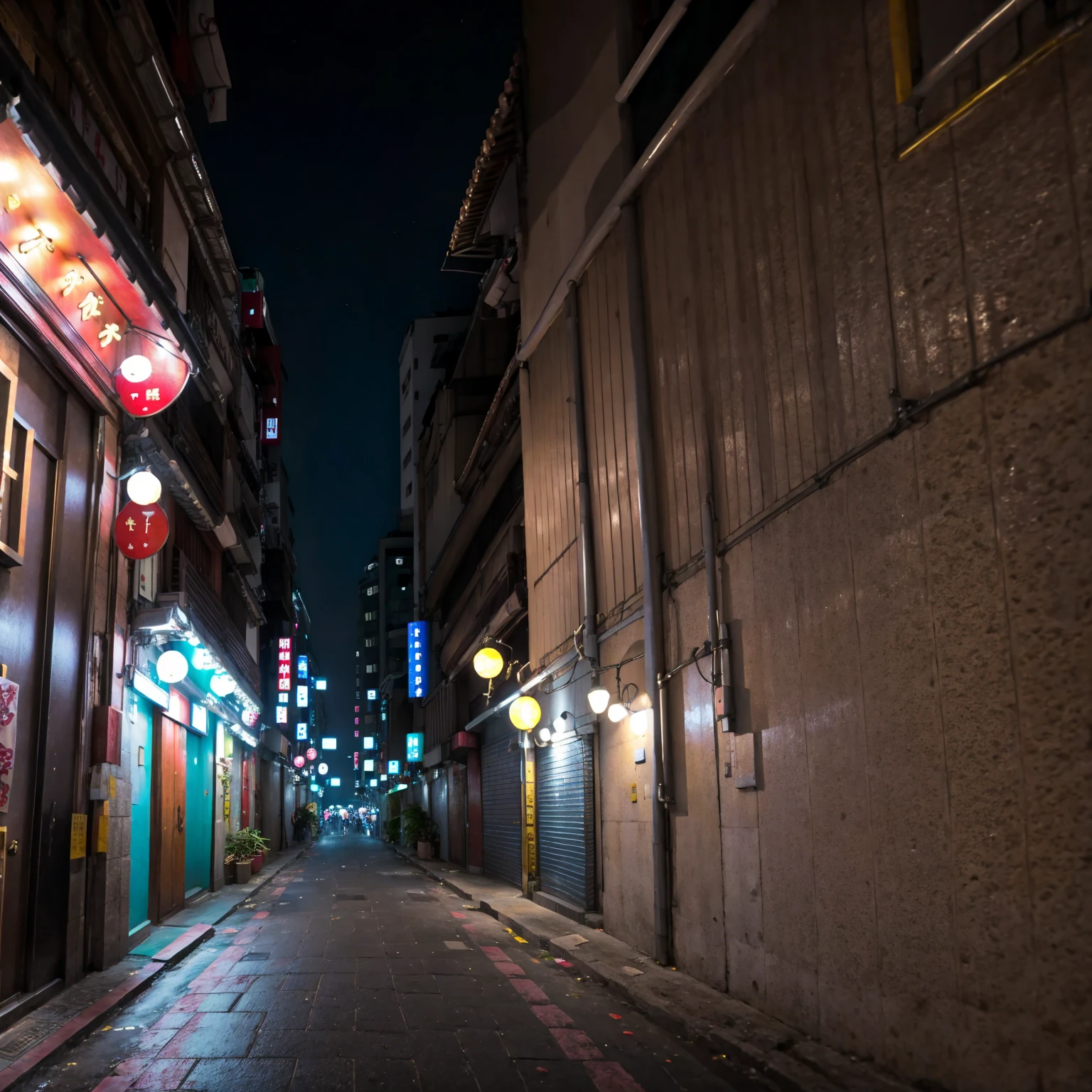 night,, (taipei downtown scenery), (street),)  (cinematic), alleyway

