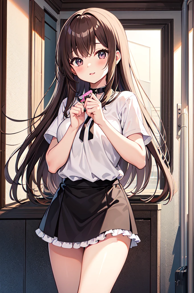cuteガールフレンドが視聴者をお出迎えします,Sending kisses to the audience,Wink,welcome,cute,Adorable,1 Girl:,cute部屋着:Pique Ice Cream:Fluffy white and pink,The epitome of cuteness,Too cute for my taste,Blurred Background,Focus on the girl, Smooth, Shiny brown hair,like,Highest quality,masterpiece,Super cute,Intricate details,eyelash,Big black eyes,The best configuration,Anatomically correct,lover,Illustrations that make the viewer feel light-hearted,Close one eye,Show off your lips,Put your hands out in front of you